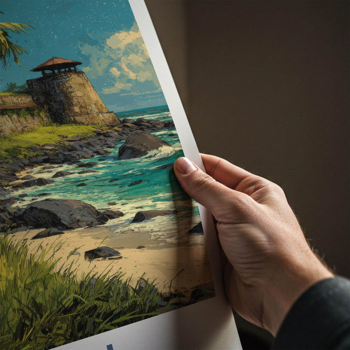 Bekal Poster - India Travel Art - Kerala Coastal fort palms Home Decor