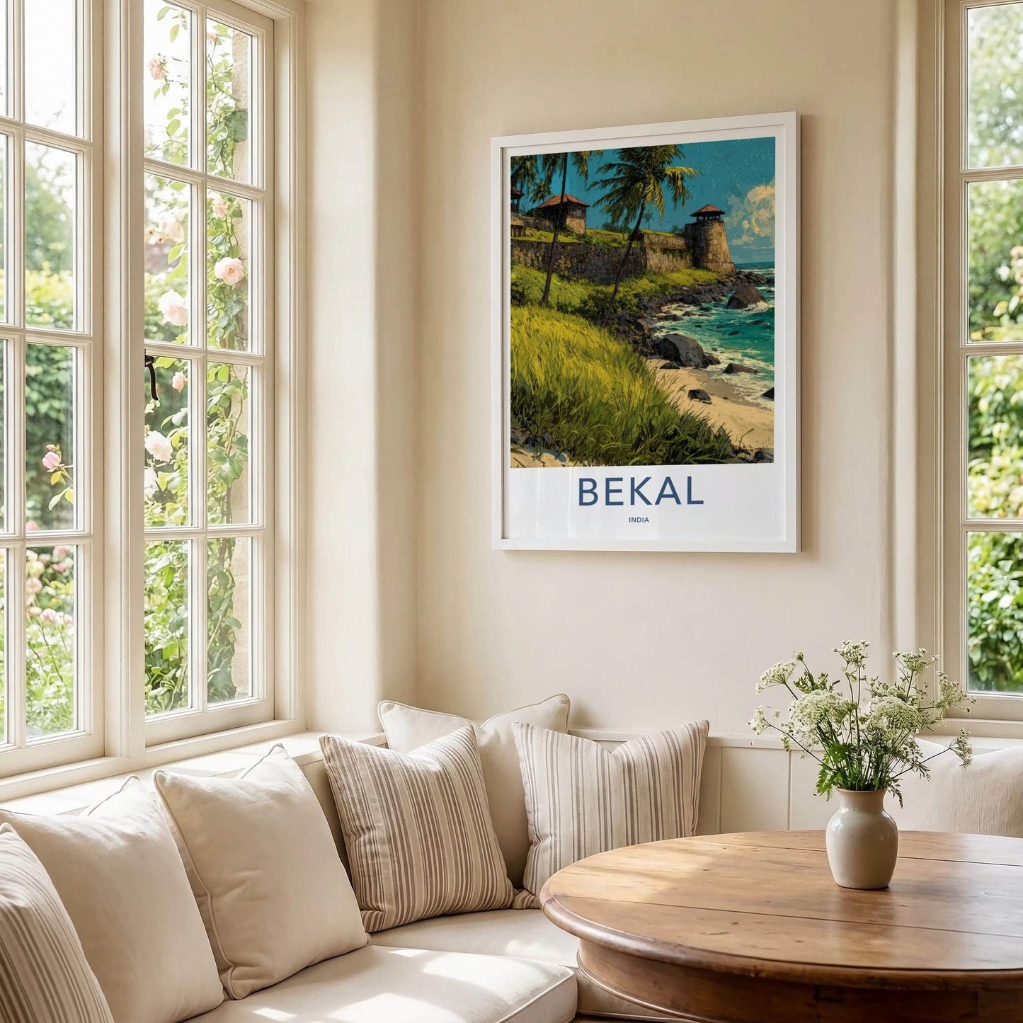Bekal Poster - India Travel Art - Kerala Coastal fort palms Home Decor