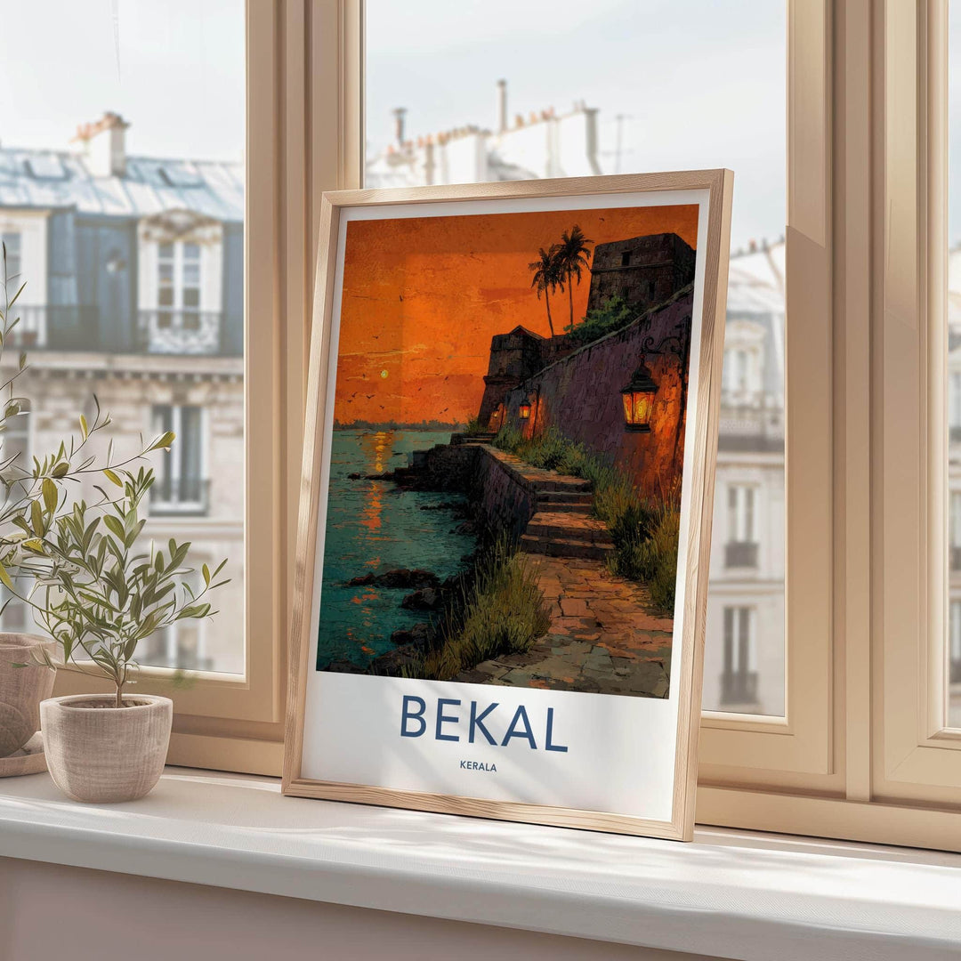 Bekal Poster - India Travel Art - Kerala Sunset fort lanterns Home Decor