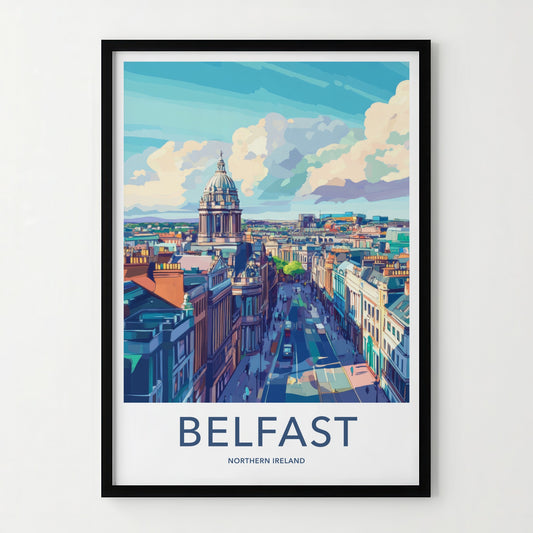 Belfast Poster - Northern Ireland Travel Art - Vibrant City View Wall Decor