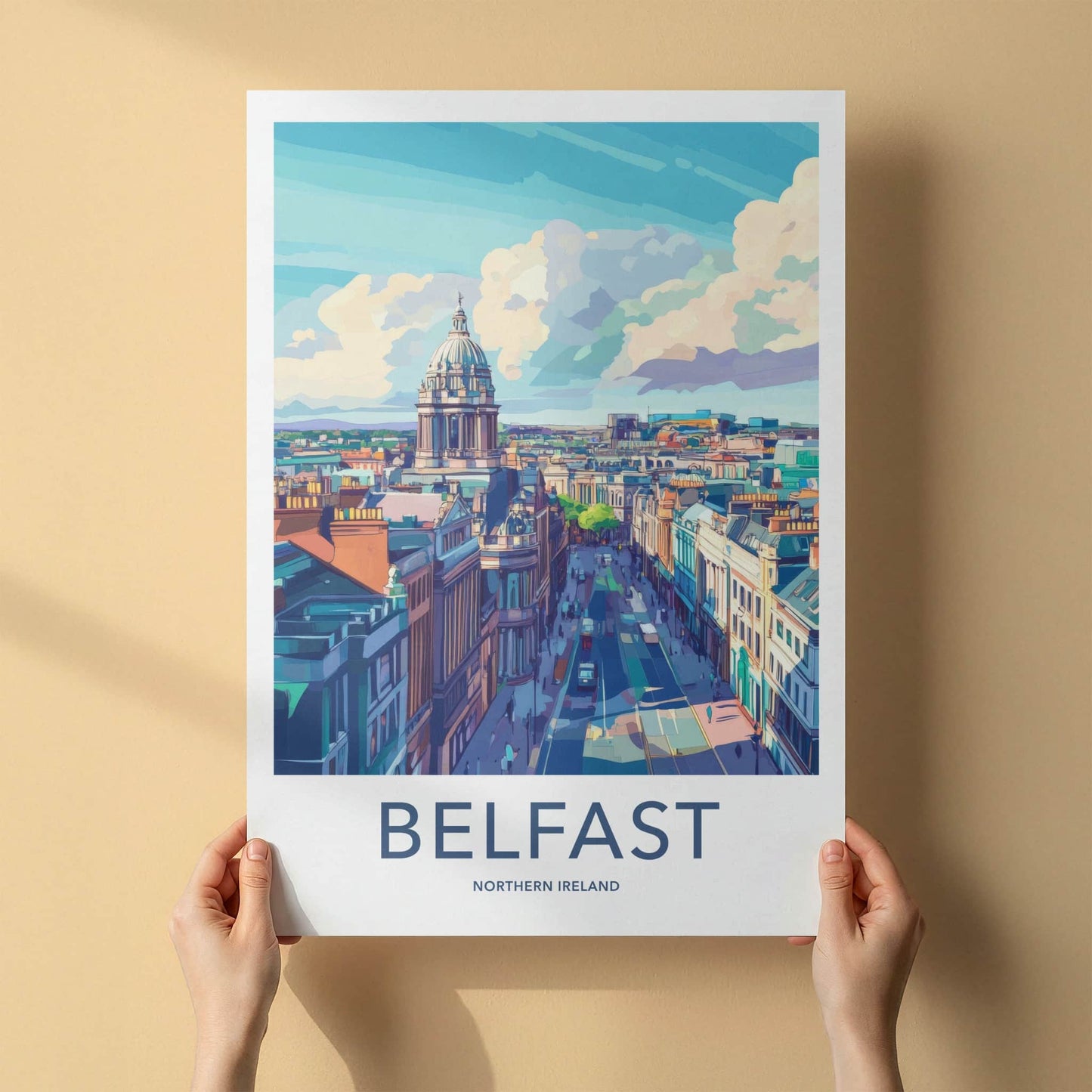 Belfast Poster - Northern Ireland Travel Art - Vibrant City View Wall Decor