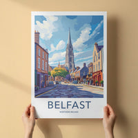 Belfast Poster - Northern Ireland Travel Art - Vibrant Street Scene Home Decor