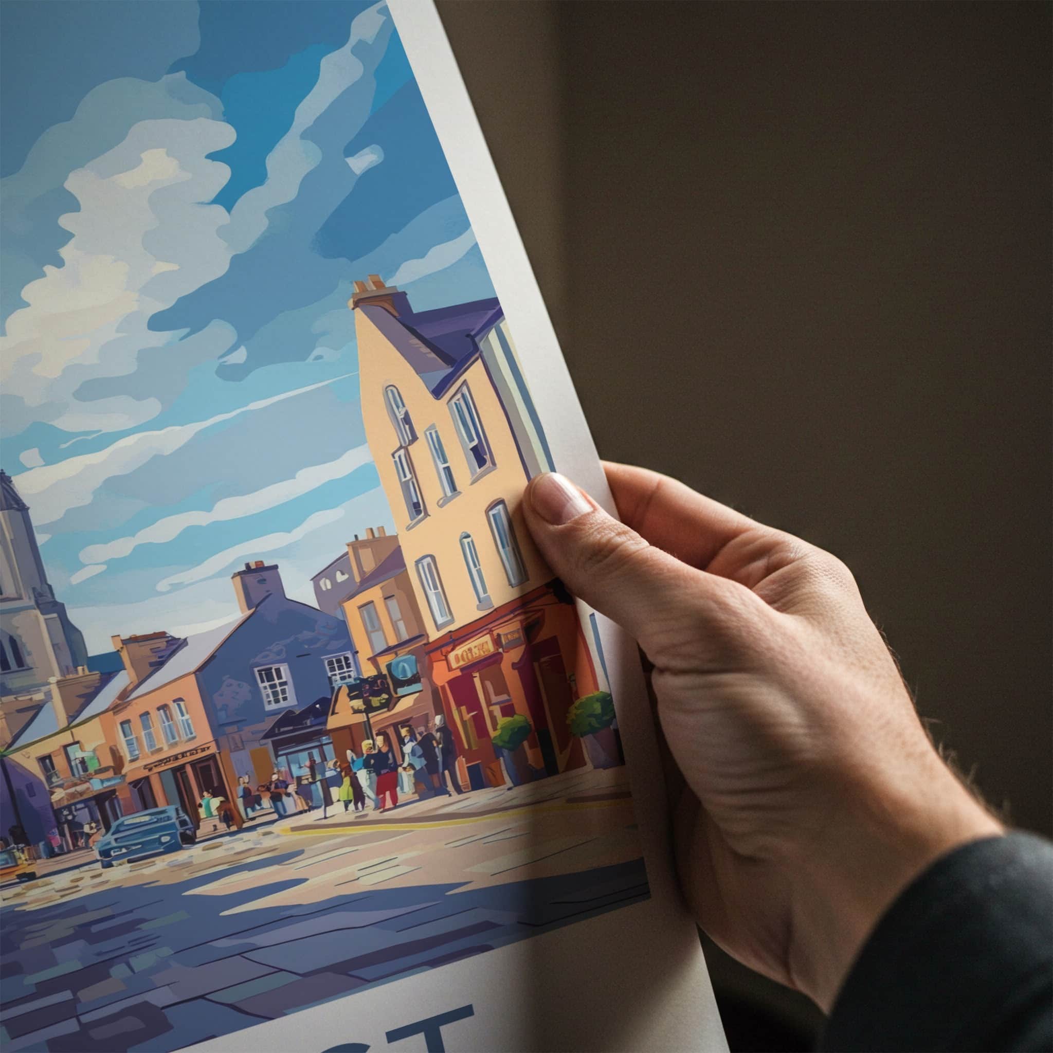 Belfast Poster - Northern Ireland Travel Art - Vibrant Street Scene Home Decor
