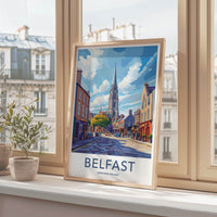 Belfast Poster - Northern Ireland Travel Art - Vibrant Street Scene Home Decor