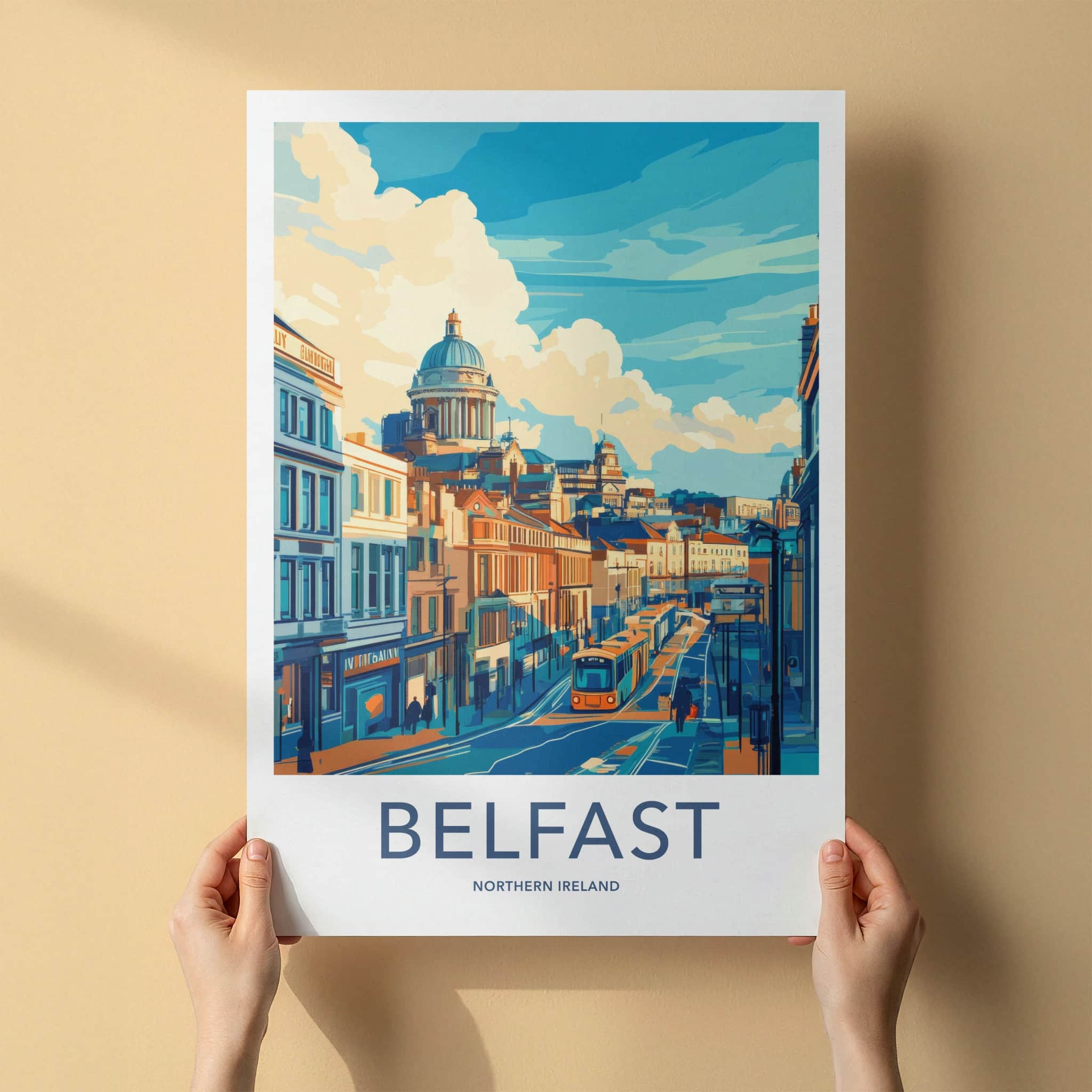Belfast Poster - Northern Ireland Wall Art - Colorful City Street Home Decor