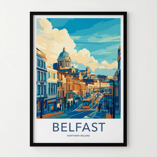 Belfast Poster - Northern Ireland Wall Art - Colorful City Street Home Decor