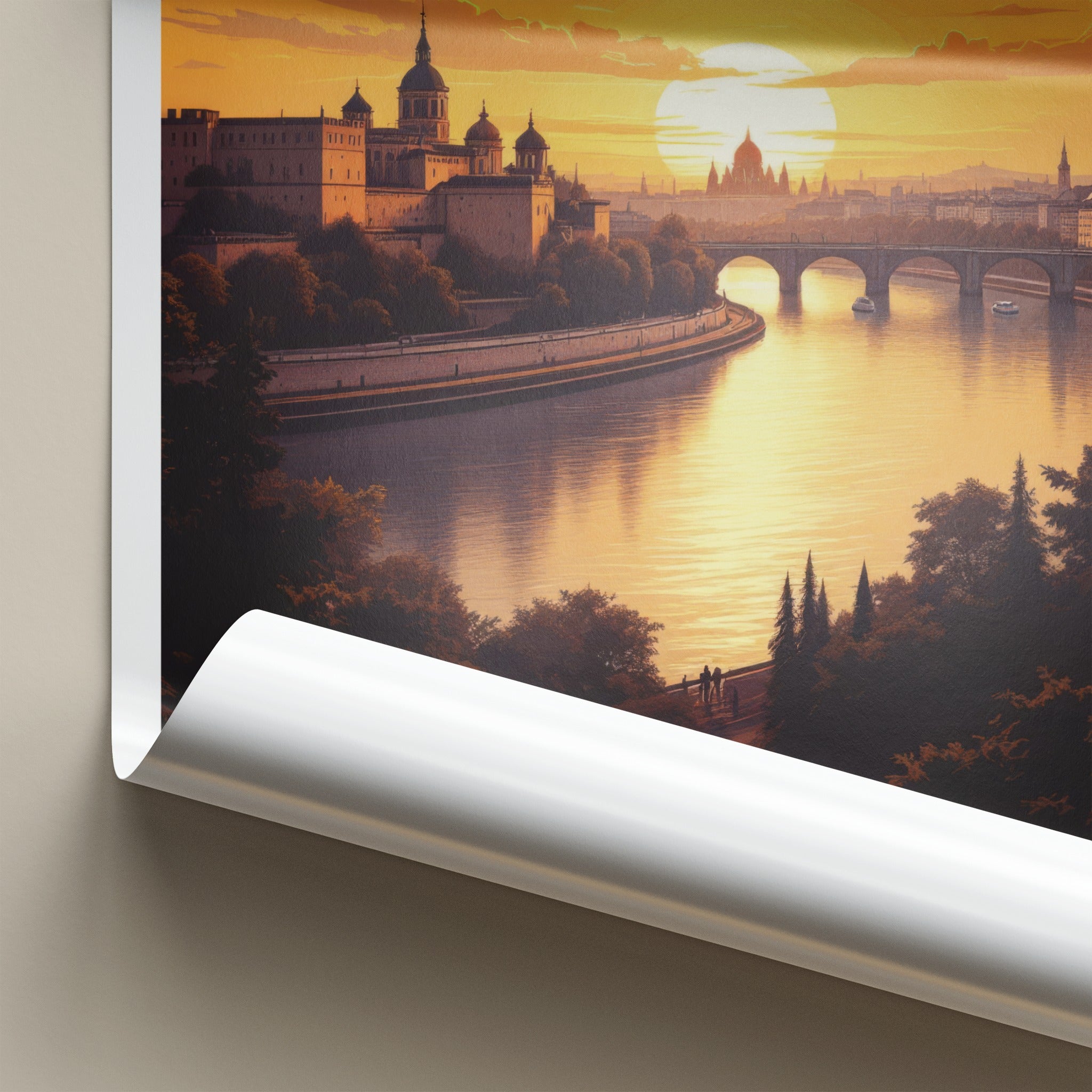 Belgrade Poster - Serbia Art Print - Golden Sunset Cityscape Home Decor