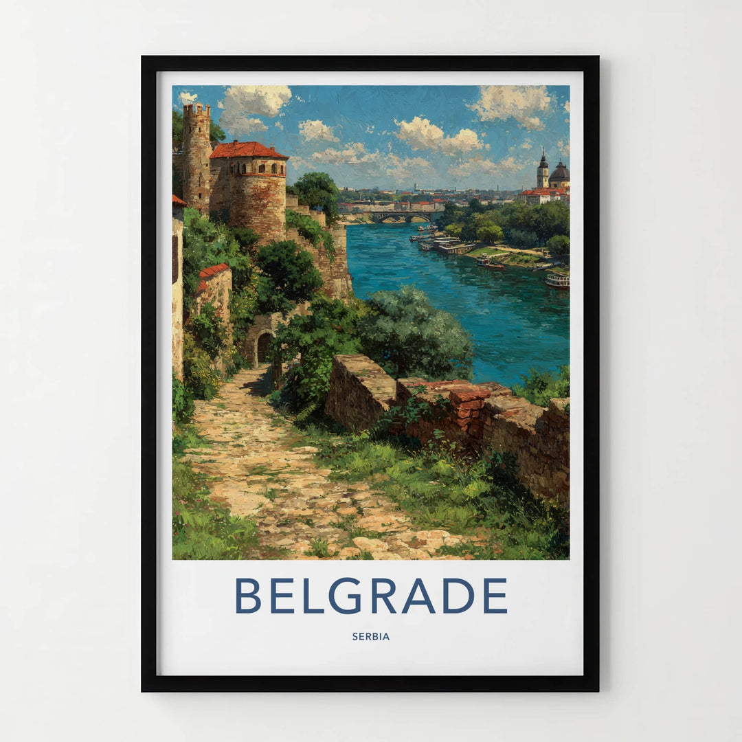 Belgrade Poster - Serbia Travel Art - Historic City Riverbank Wall Decor