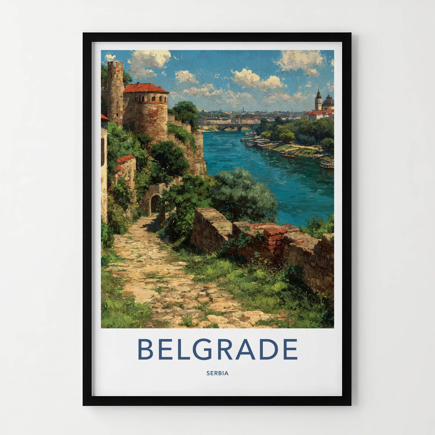 Belgrade Poster - Serbia Travel Art - Historic City Riverbank Wall Decor