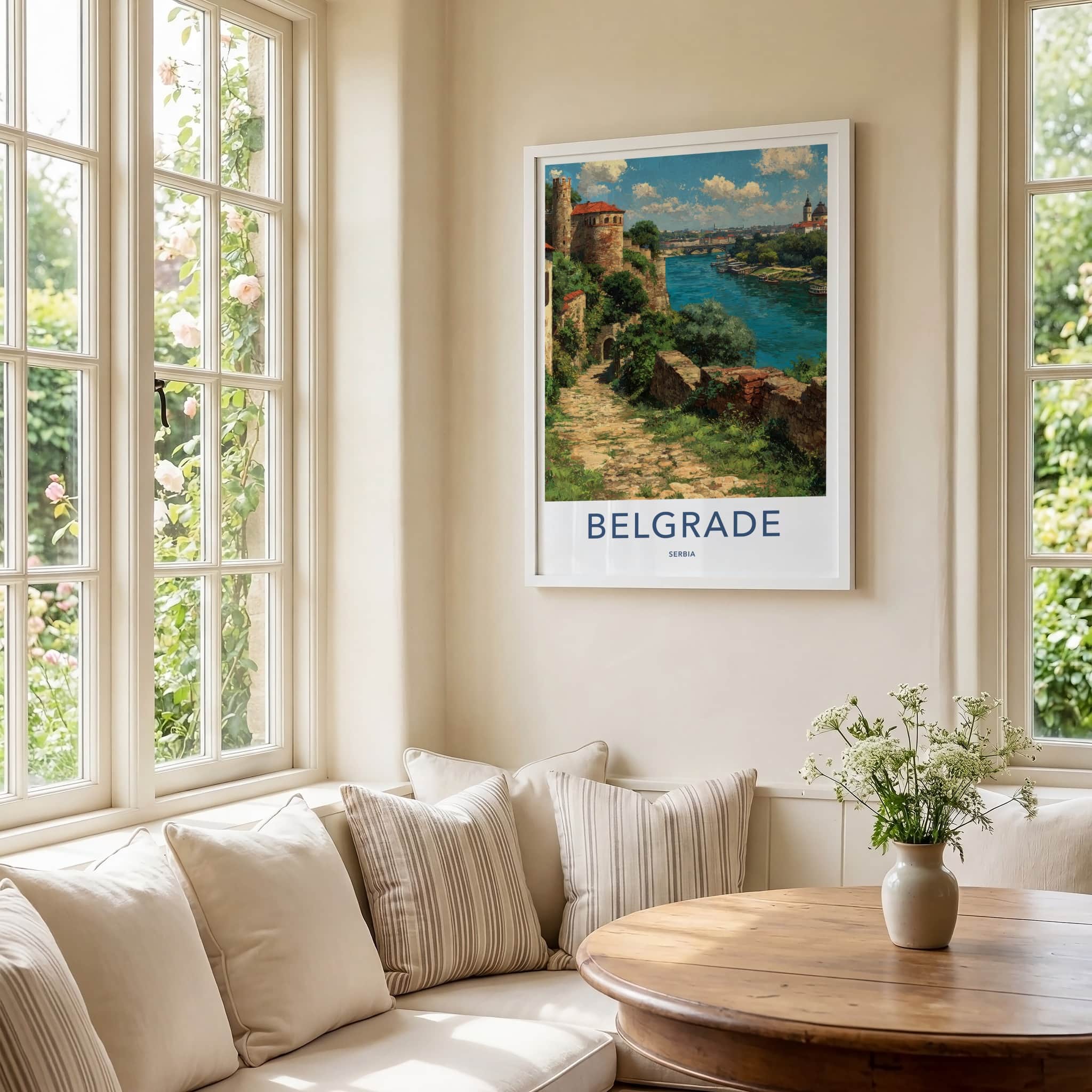 Belgrade Poster - Serbia Travel Art - Historic City Riverbank Wall Decor