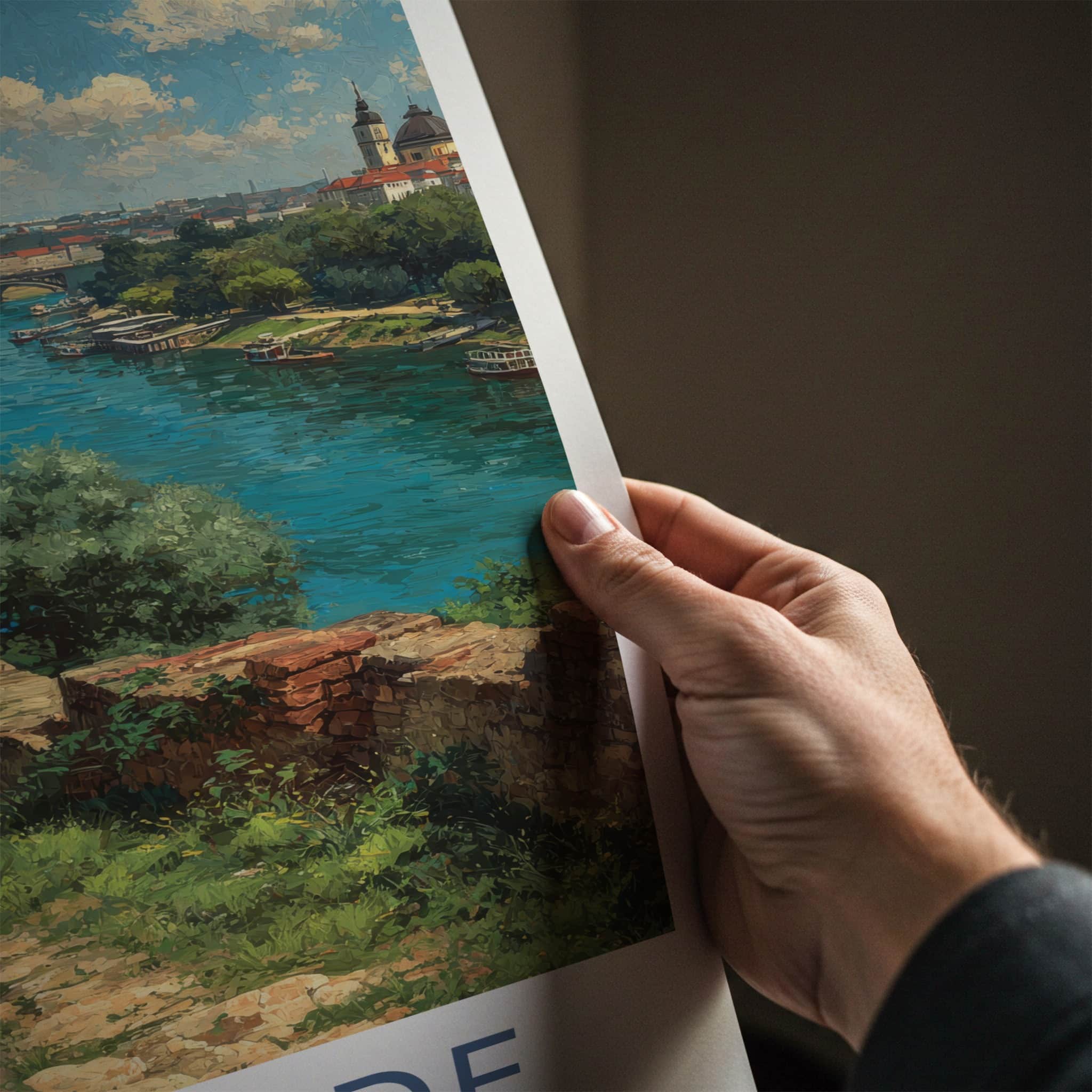 Belgrade Poster - Serbia Travel Art - Historic City Riverbank Wall Decor