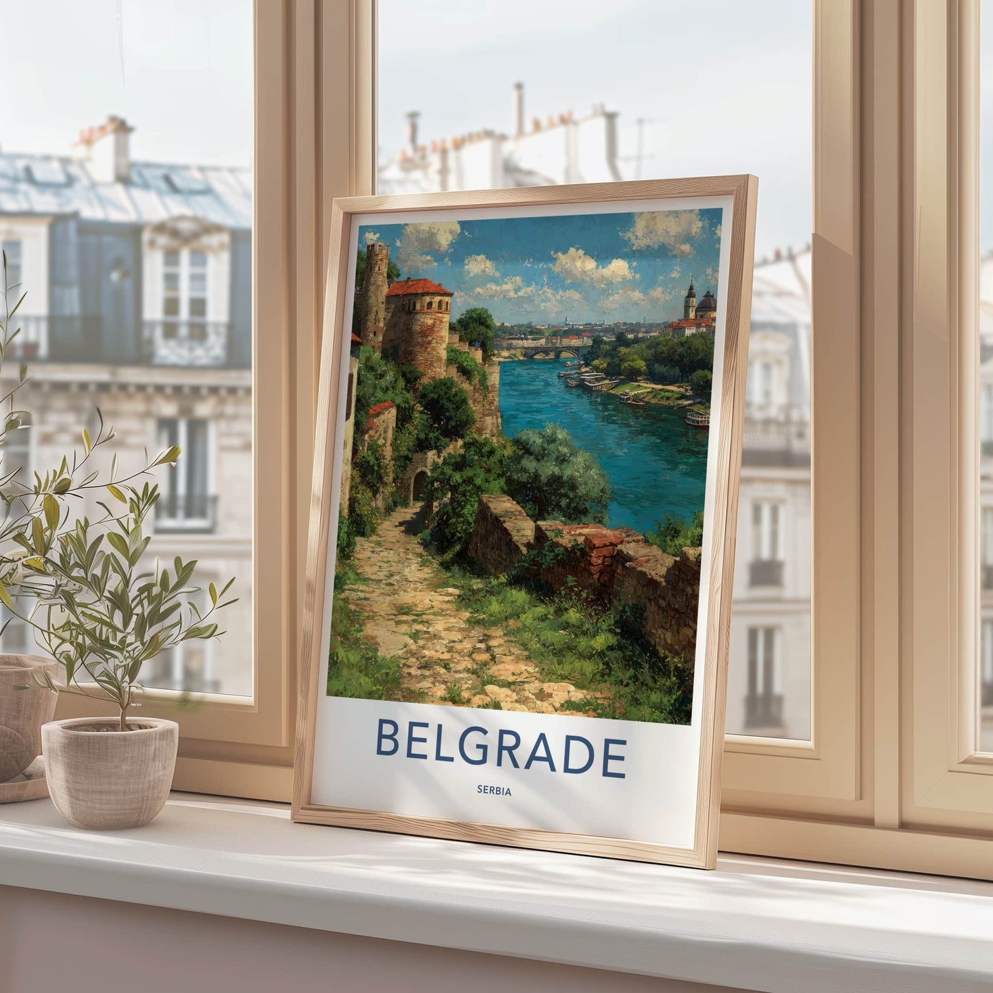 Belgrade Poster - Serbia Travel Art - Historic City Riverbank Wall Decor