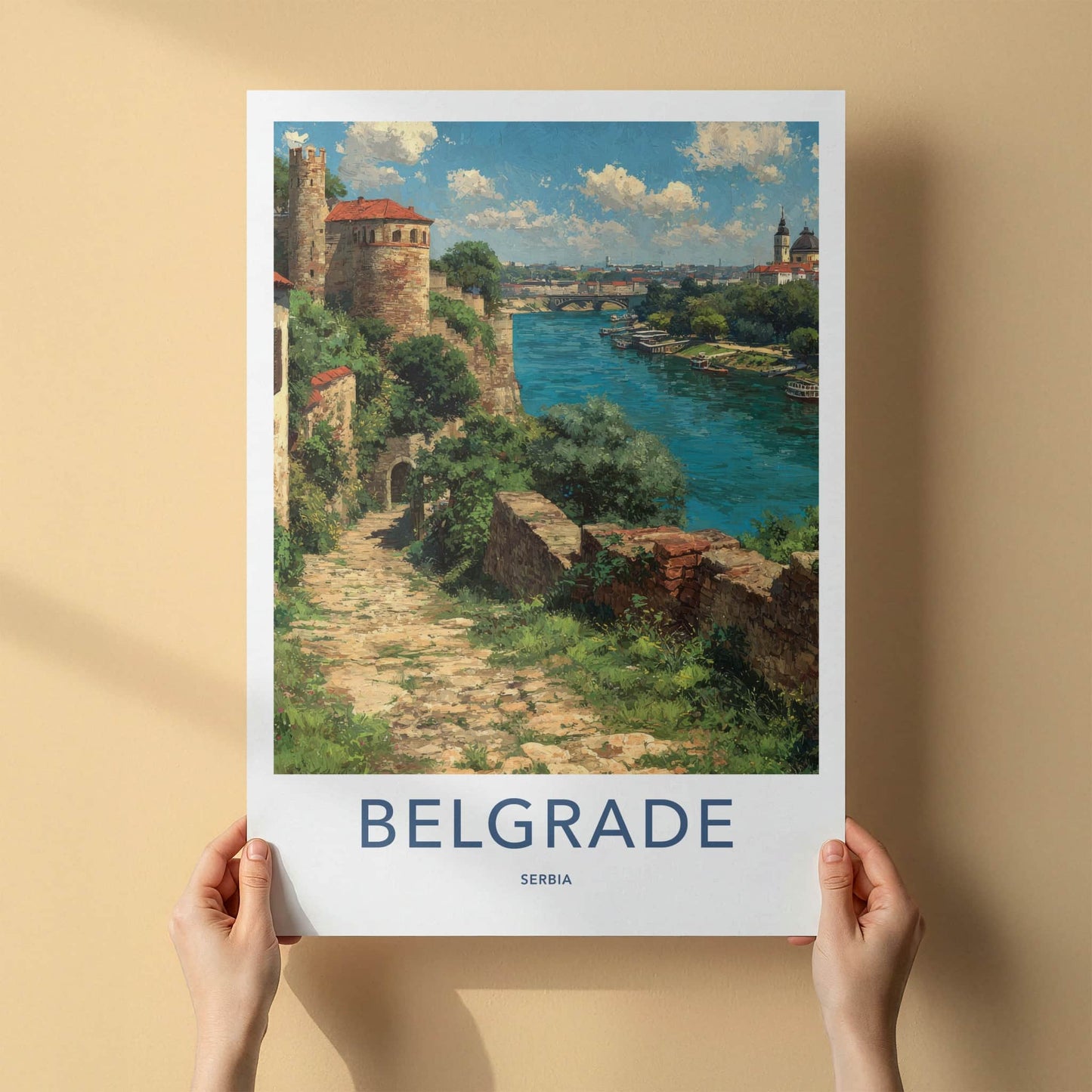 Belgrade Poster - Serbia Travel Art - Historic City Riverbank Wall Decor