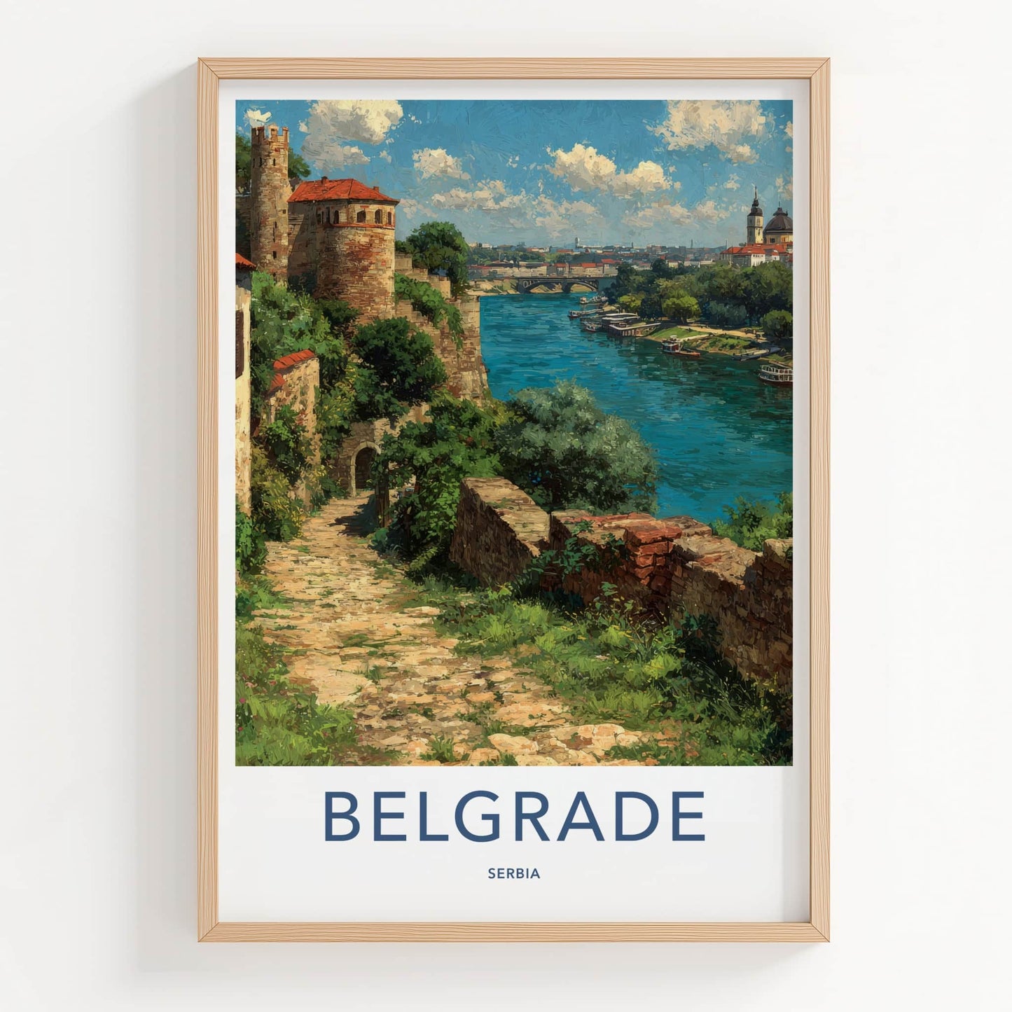 Belgrade Poster - Serbia Travel Art - Historic City Riverbank Wall Decor