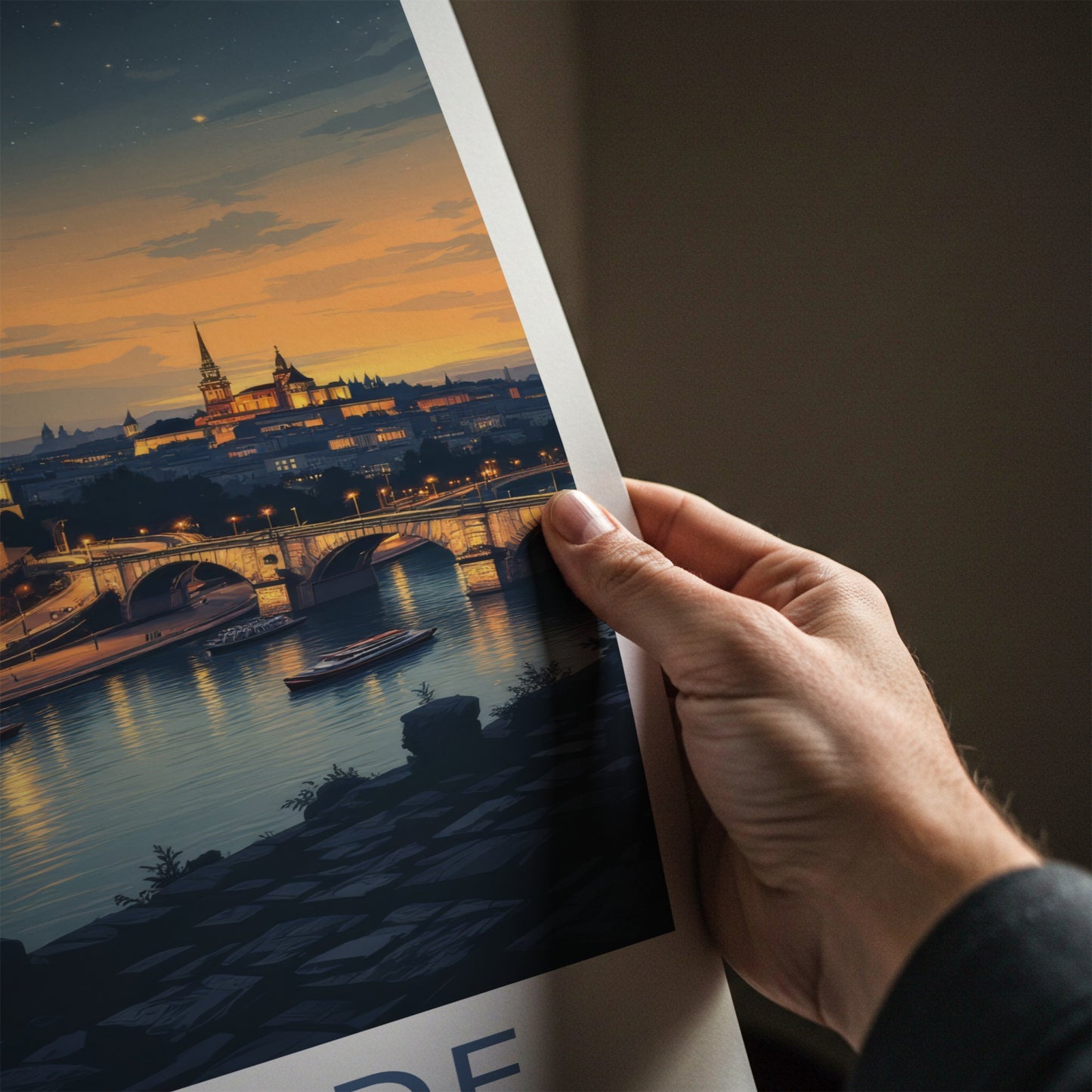 Belgrade Poster - Serbia Travel Art - Moonlit River City Wall Decor