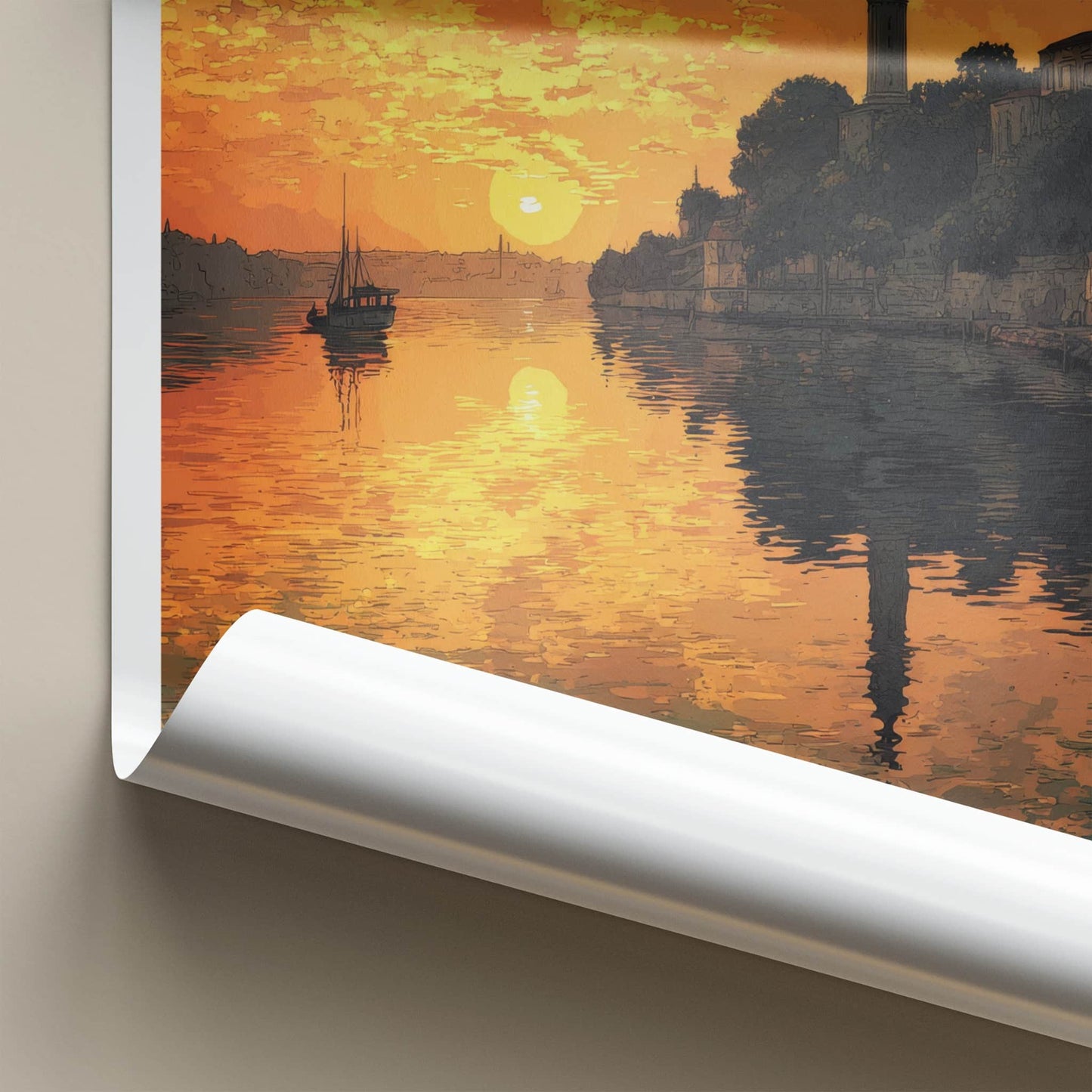 Belgrade Poster - Serbia Travel Art - River Sunset Glow Home Decor