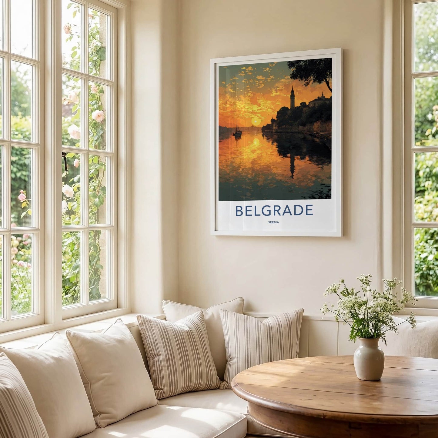 Belgrade Poster - Serbia Travel Art - River Sunset Glow Home Decor