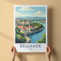 Belgrade Poster - Serbia Travel Art - Riverfront City Fortress Home Decor