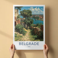 Belgrade Poster - Serbia Travel Art - Riverside Fortress Path Home Decor