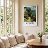 Belgrade Poster - Serbia Travel Art - Riverside Fortress Path Home Decor