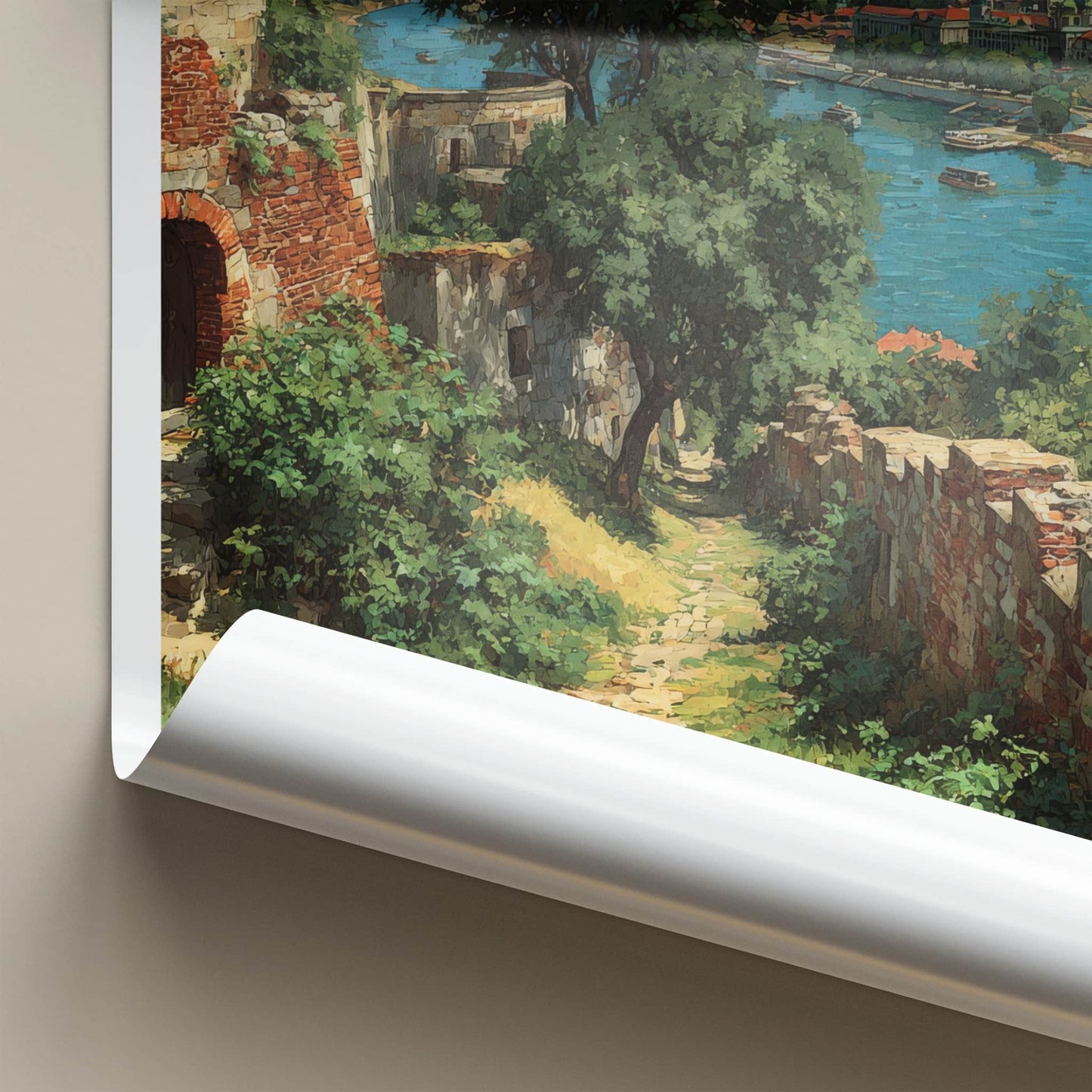 Belgrade Poster - Serbia Travel Art - Riverside Fortress Path Home Decor