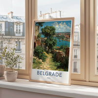 Belgrade Poster - Serbia Travel Art - Riverside Fortress Path Home Decor