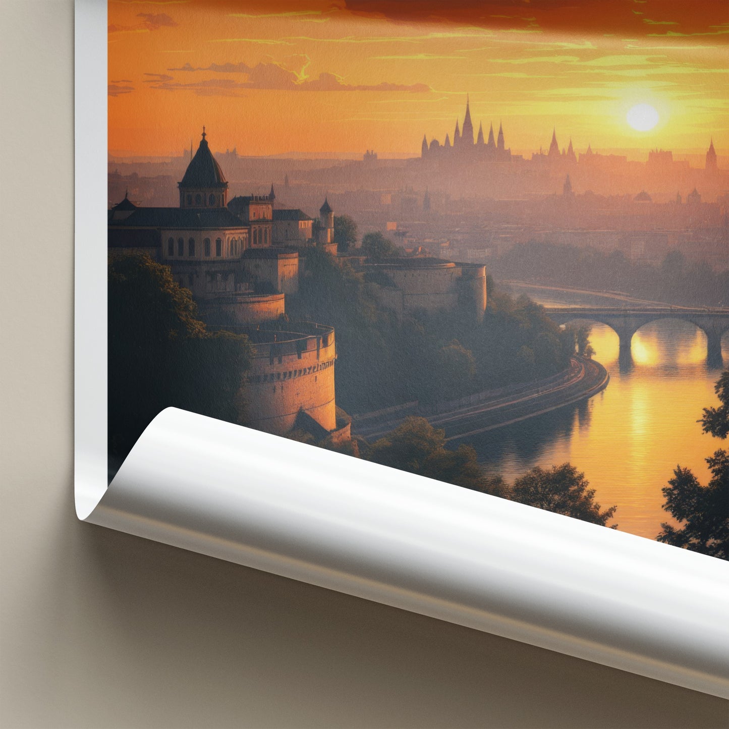 Belgrade Poster - Serbia Travel Print - Historic Fortress River Wall Decor