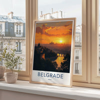 Belgrade Poster - Serbia Travel Print - Historic Fortress River Wall Decor
