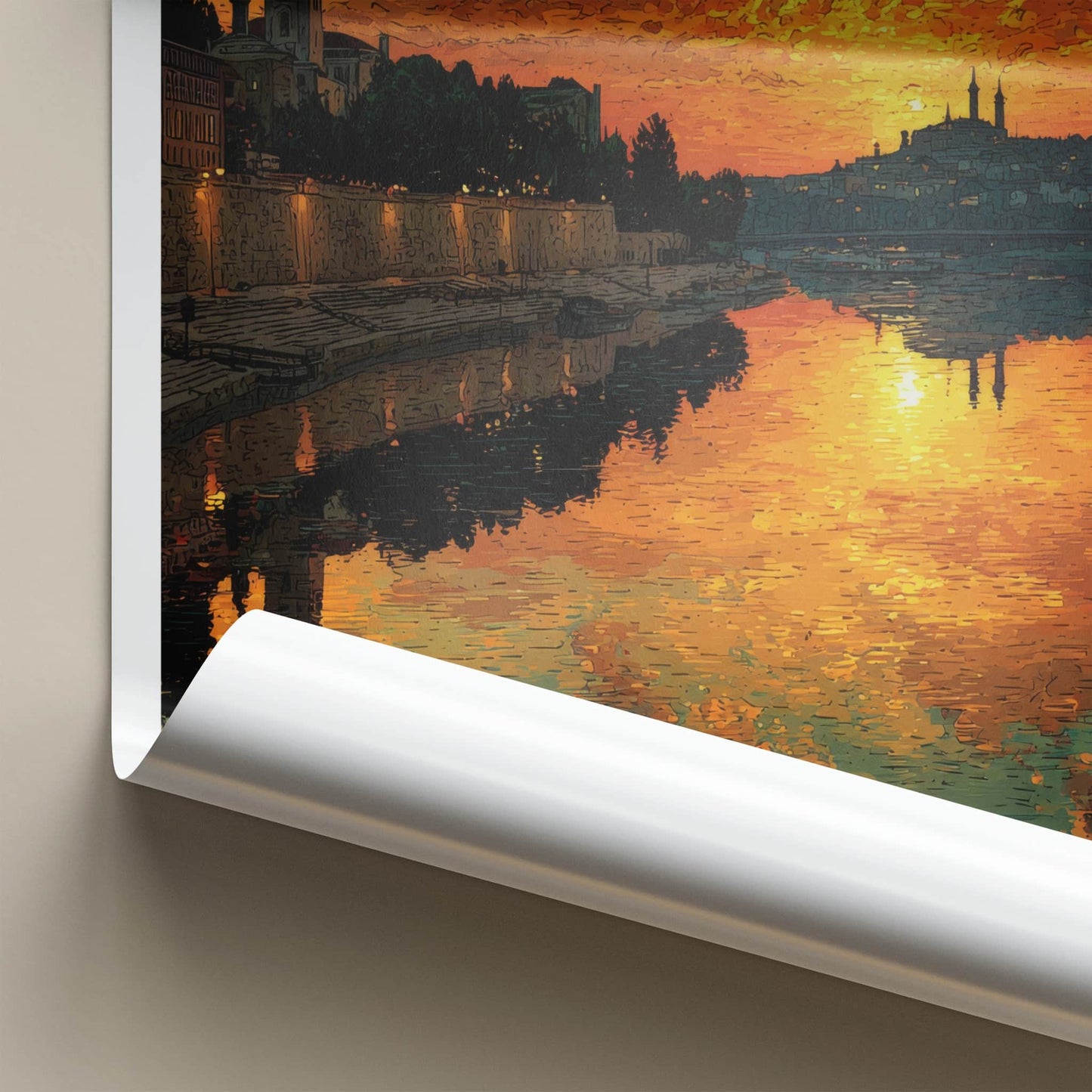 Belgrade Poster - Serbia Wall Art - Golden River Sunset Home Decor