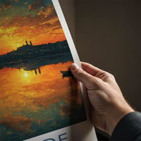 Belgrade Poster - Serbia Wall Art - Golden River Sunset Home Decor