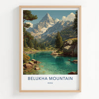Belukha Mountain Poster - Russia Scenic Art - Crystal Alpine Lake Wall Decor