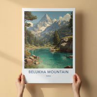 Belukha Mountain Poster - Russia Scenic Art - Crystal Alpine Lake Wall Decor