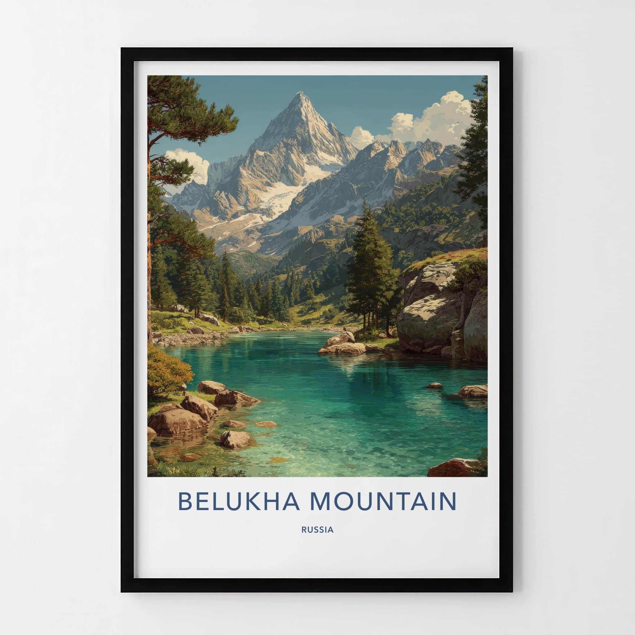 Belukha Mountain Poster - Russia Scenic Art - Crystal Alpine Lake Wall Decor