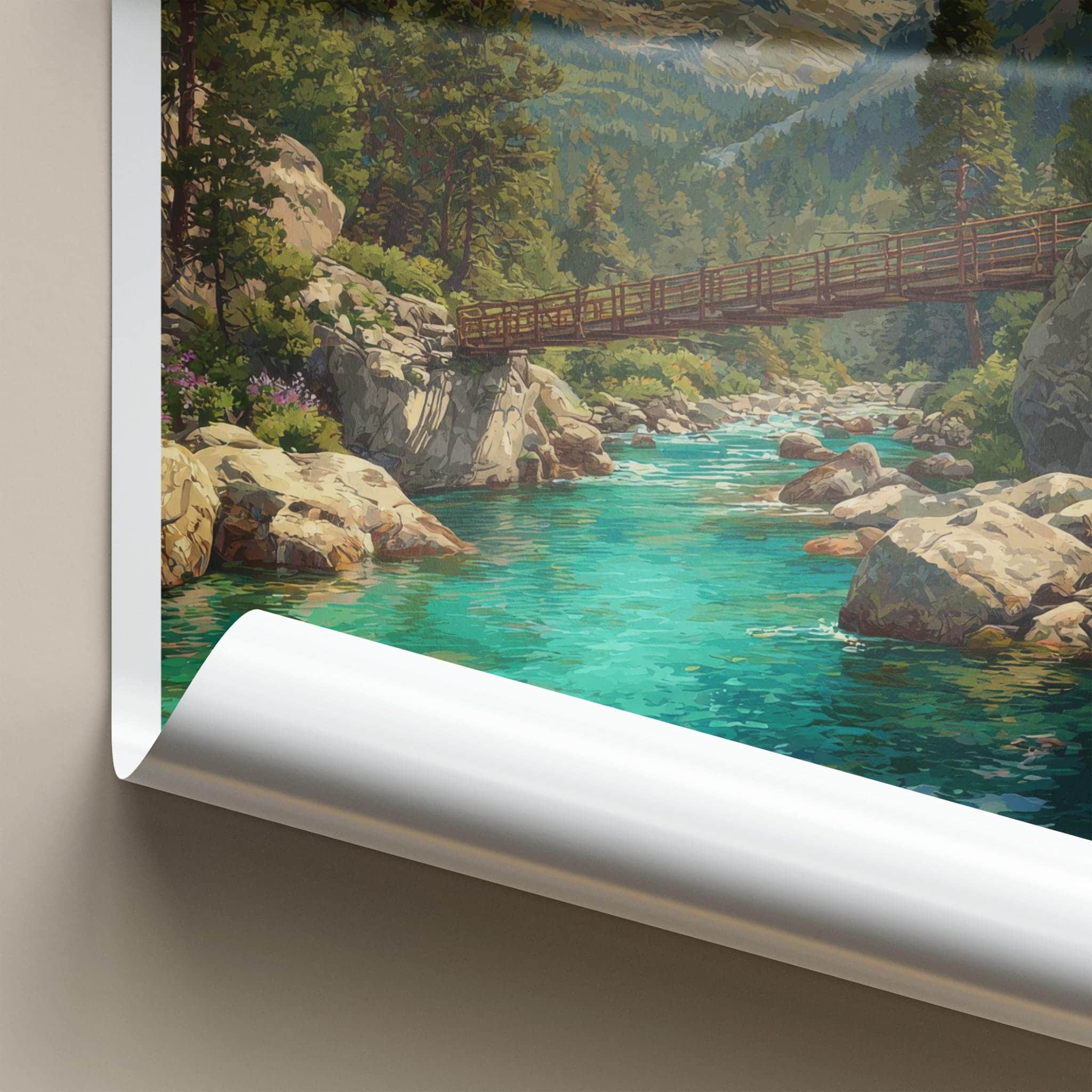 Belukha Mountain Poster - Russia Scenic Art - Turquoise River Bridge Wall Decor