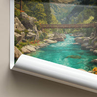 Belukha Mountain Poster - Russia Wall Art - Wooden Bridge River Home Decor