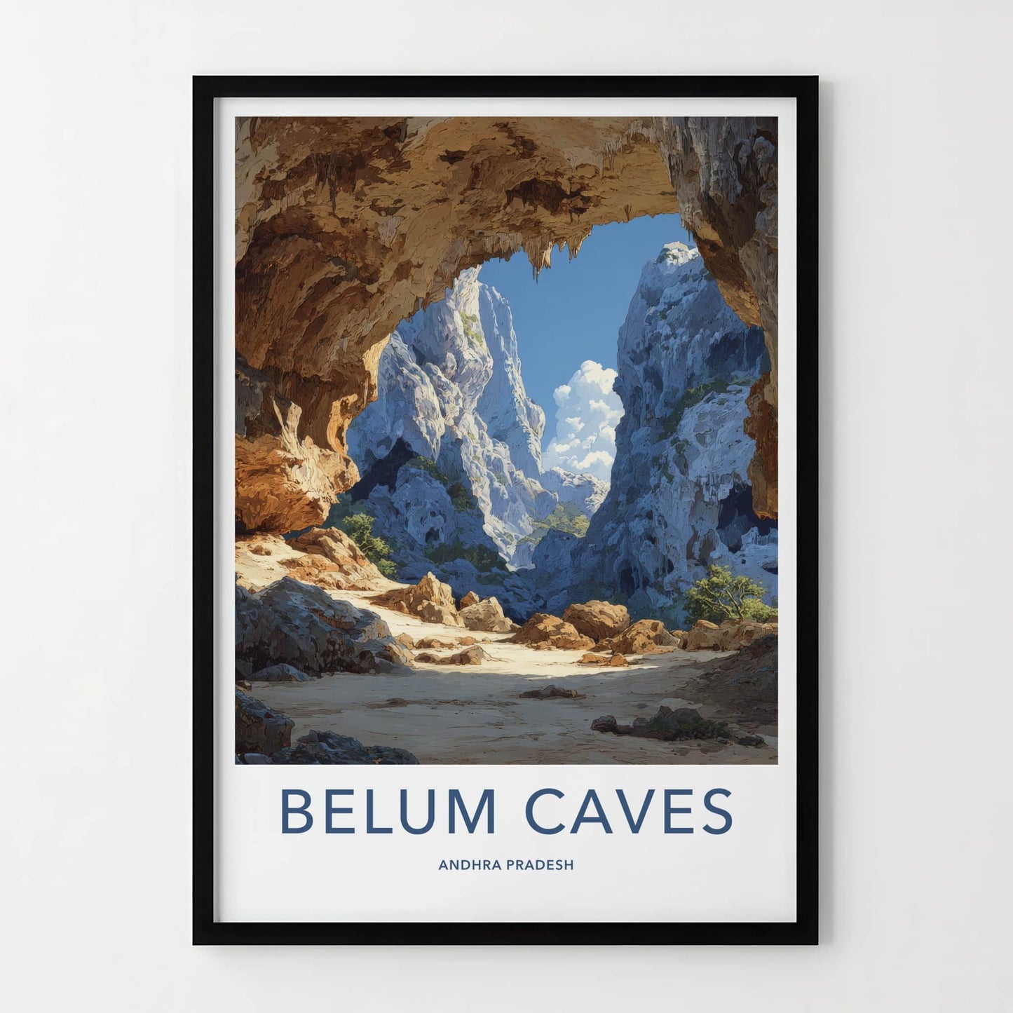 Belum Caves Poster - India Andhra Pradesh Cavern Entrance Travel Art - Home Decor