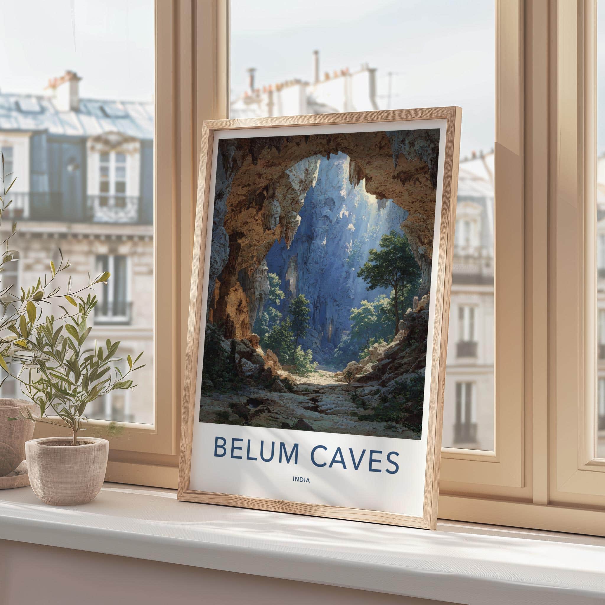 Belum Caves Poster - India Scenic Art - Andhra Pradesh Sunlit Grotto Home Decor