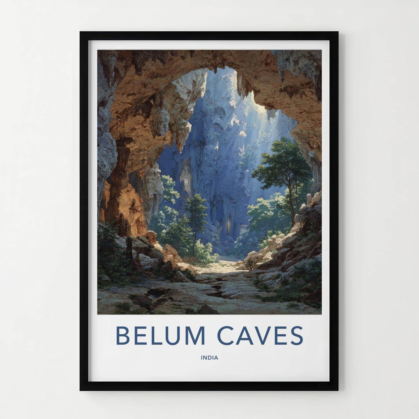 Belum Caves Poster - India Scenic Art - Andhra Pradesh Sunlit Grotto Home Decor