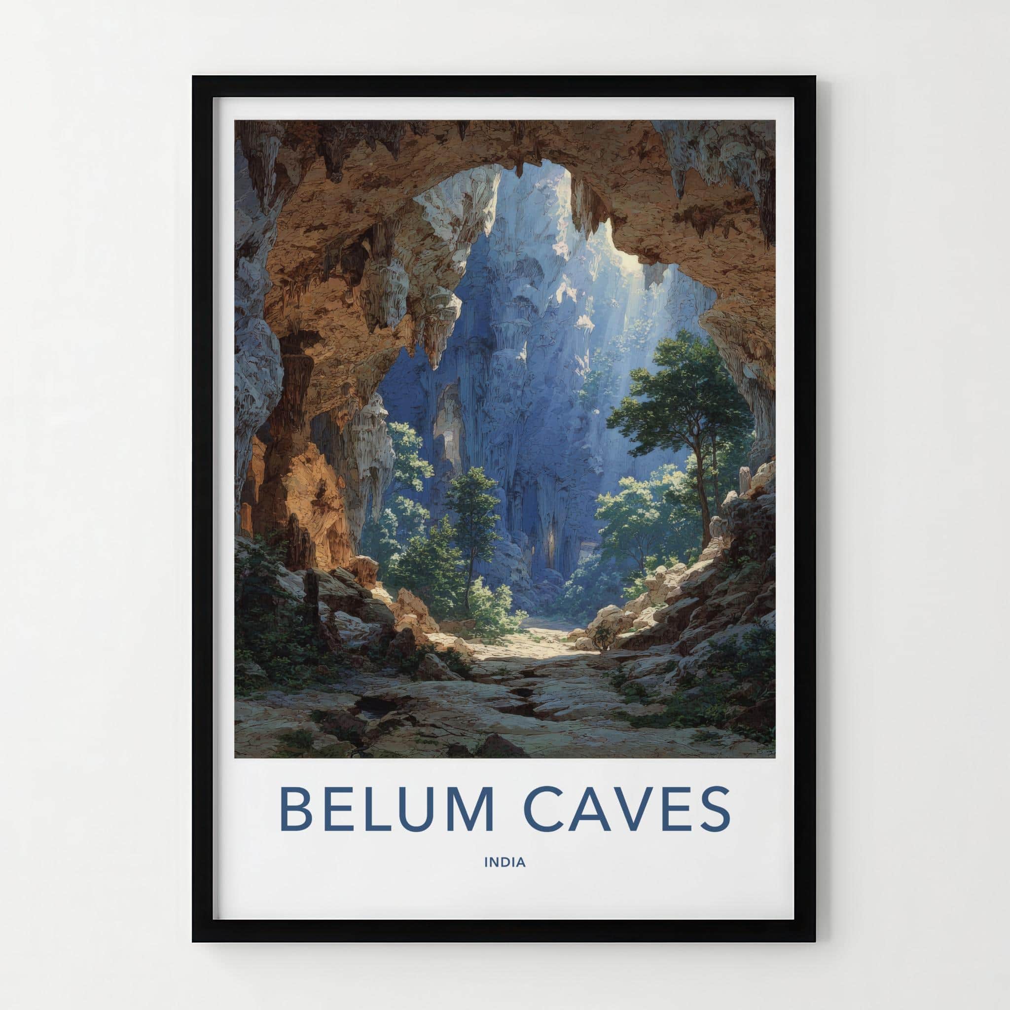 Belum Caves Poster - India Scenic Art - Andhra Pradesh Sunlit Grotto Home Decor