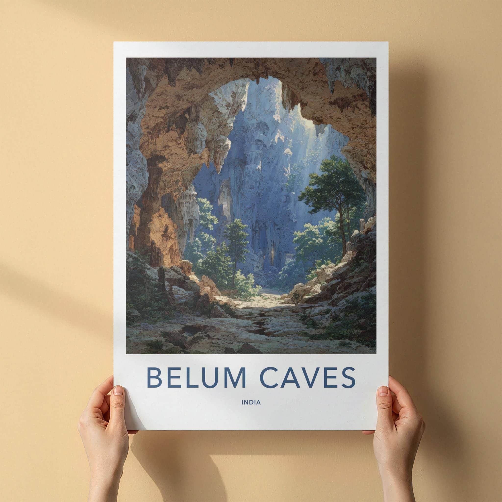 Belum Caves Poster - India Scenic Art - Andhra Pradesh Sunlit Grotto Home Decor