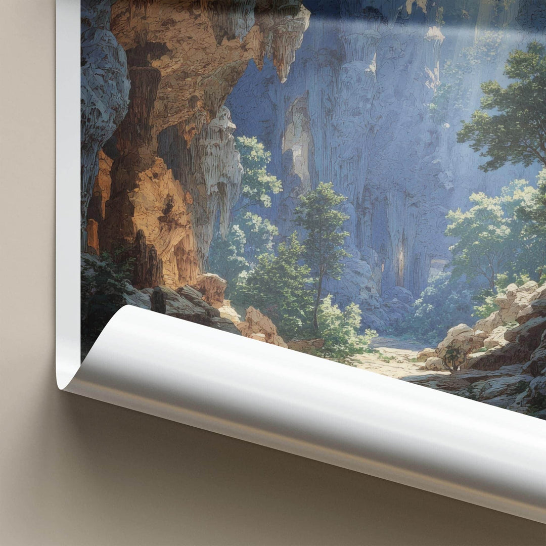 Belum Caves Poster - India Scenic Art - Andhra Pradesh Sunlit Grotto Home Decor