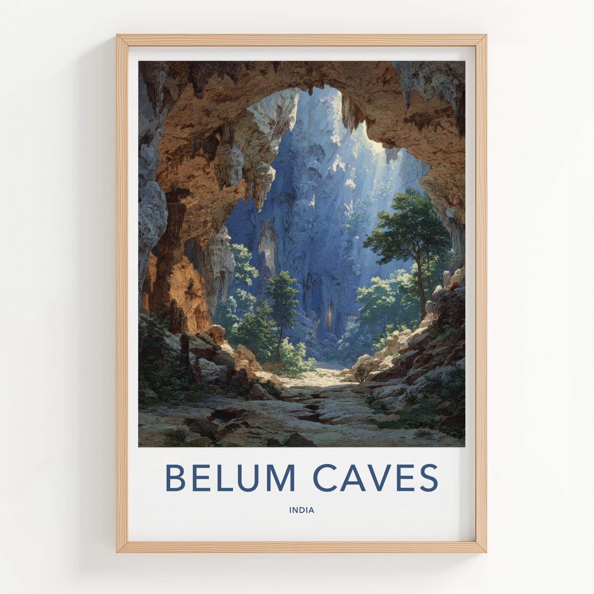 Belum Caves Poster - India Scenic Art - Andhra Pradesh Sunlit Grotto Home Decor