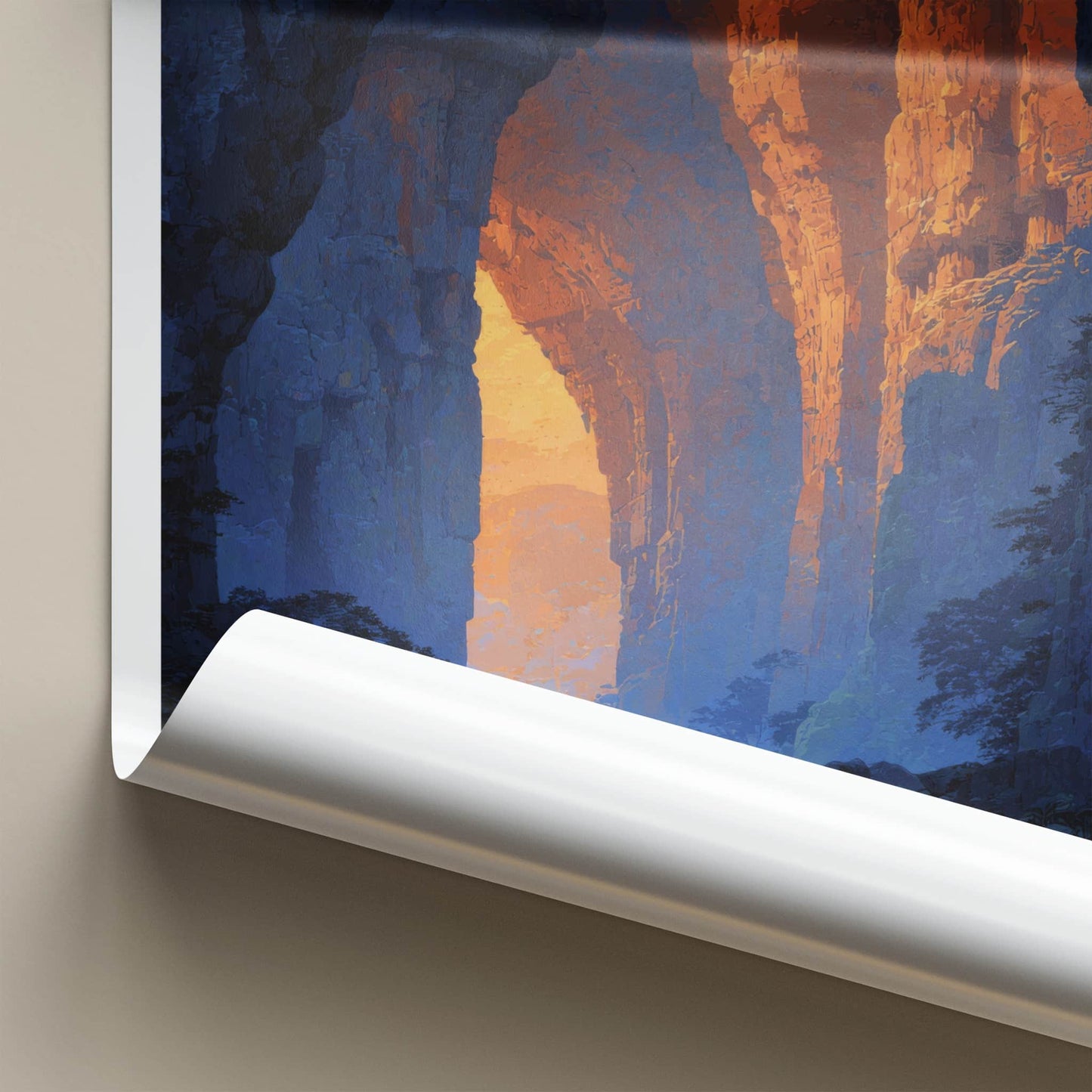 Belum Caves Poster - India Sunlit Gorge Walk Gallery Art