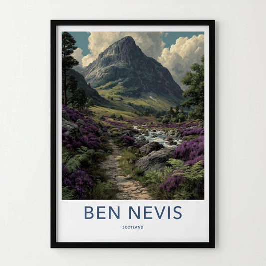 Ben Nevis Poster - Scotland Scenic Art - Heather River Valley Wall Decor