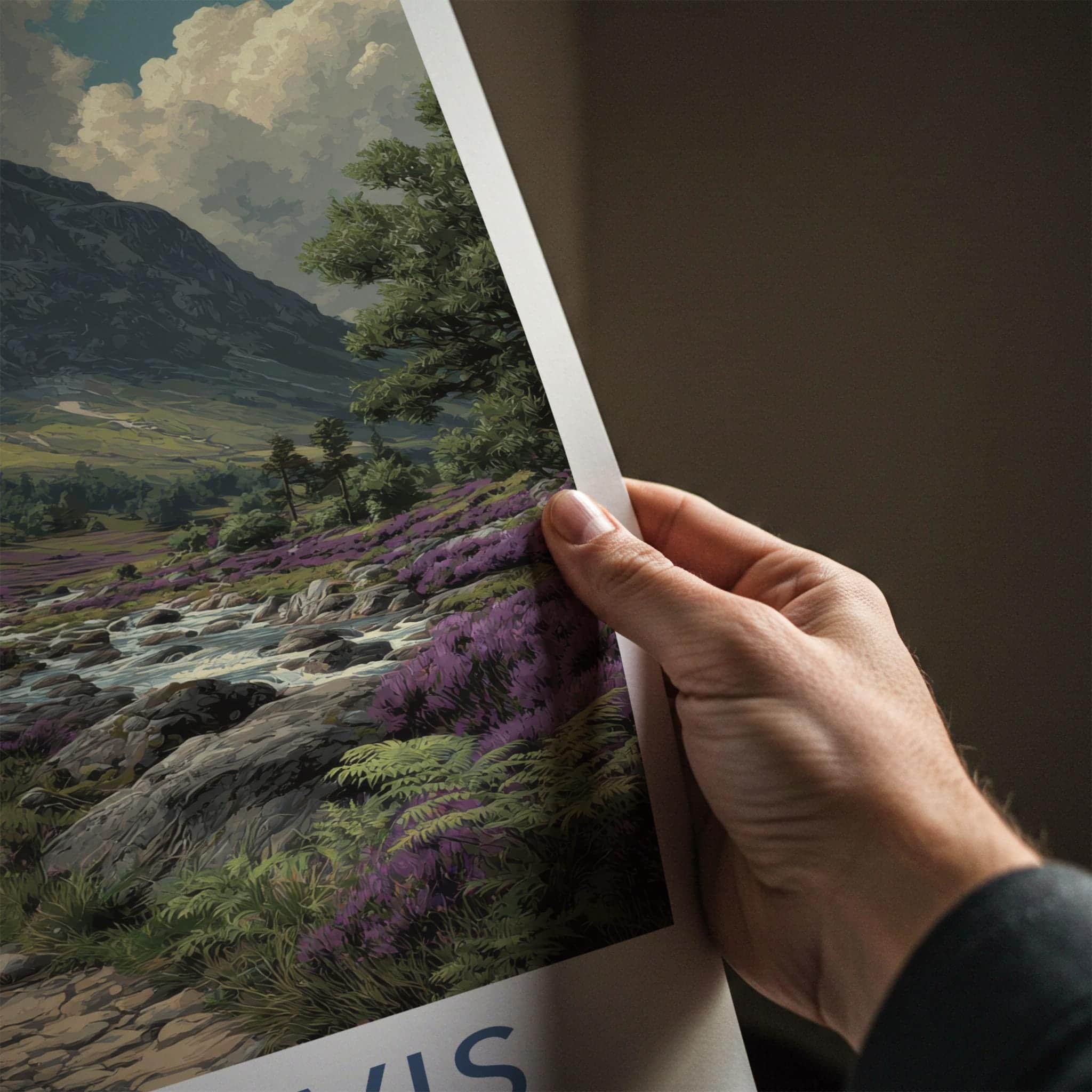 Ben Nevis Poster - Scotland Scenic Art - Heather River Valley Wall Decor