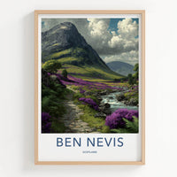 Ben Nevis Poster - Scotland Scenic Art - Heather Valley Home Decor