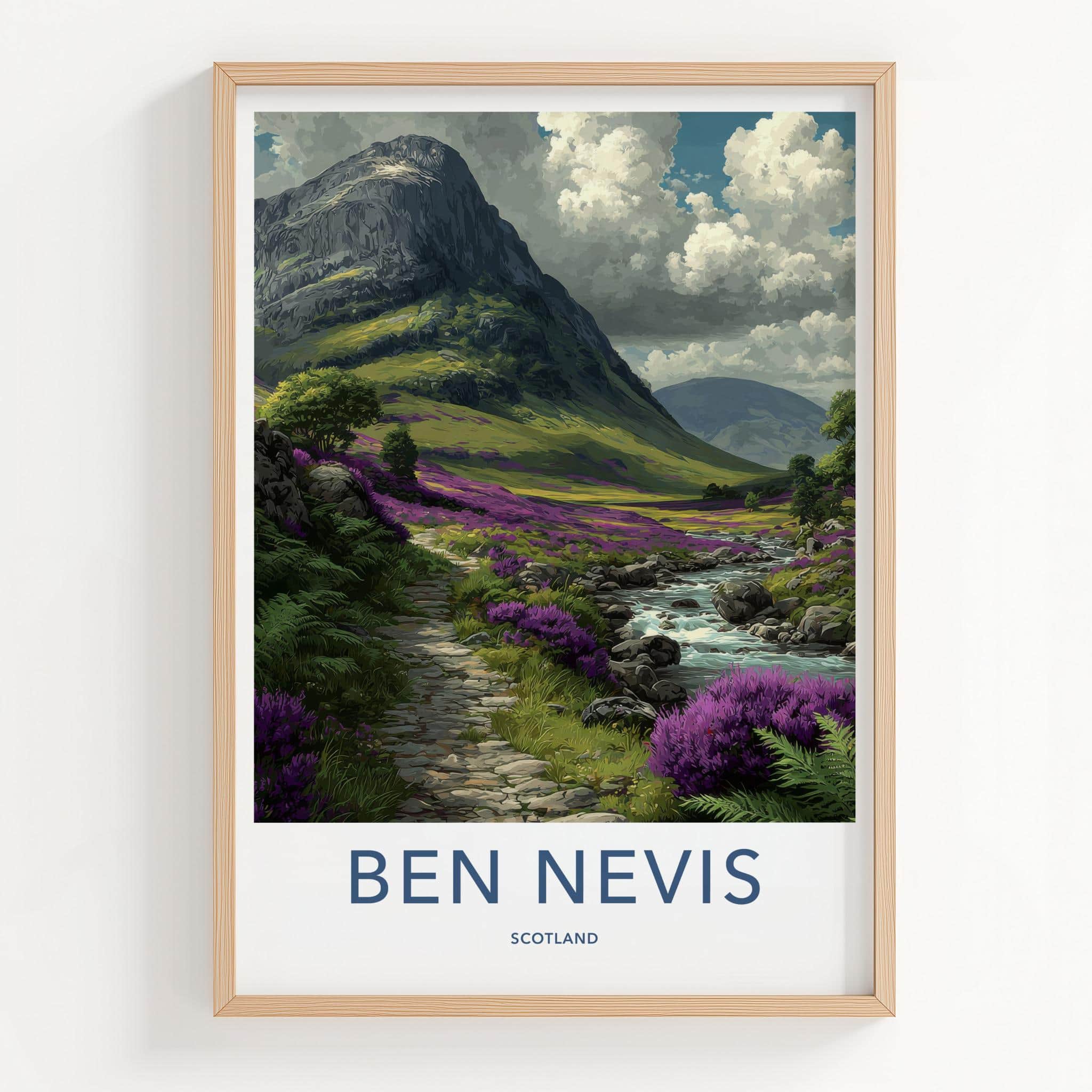 Ben Nevis Poster - Scotland Scenic Art - Heather Valley Home Decor