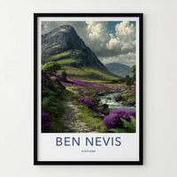 Ben Nevis Poster - Scotland Scenic Art - Heather Valley Home Decor