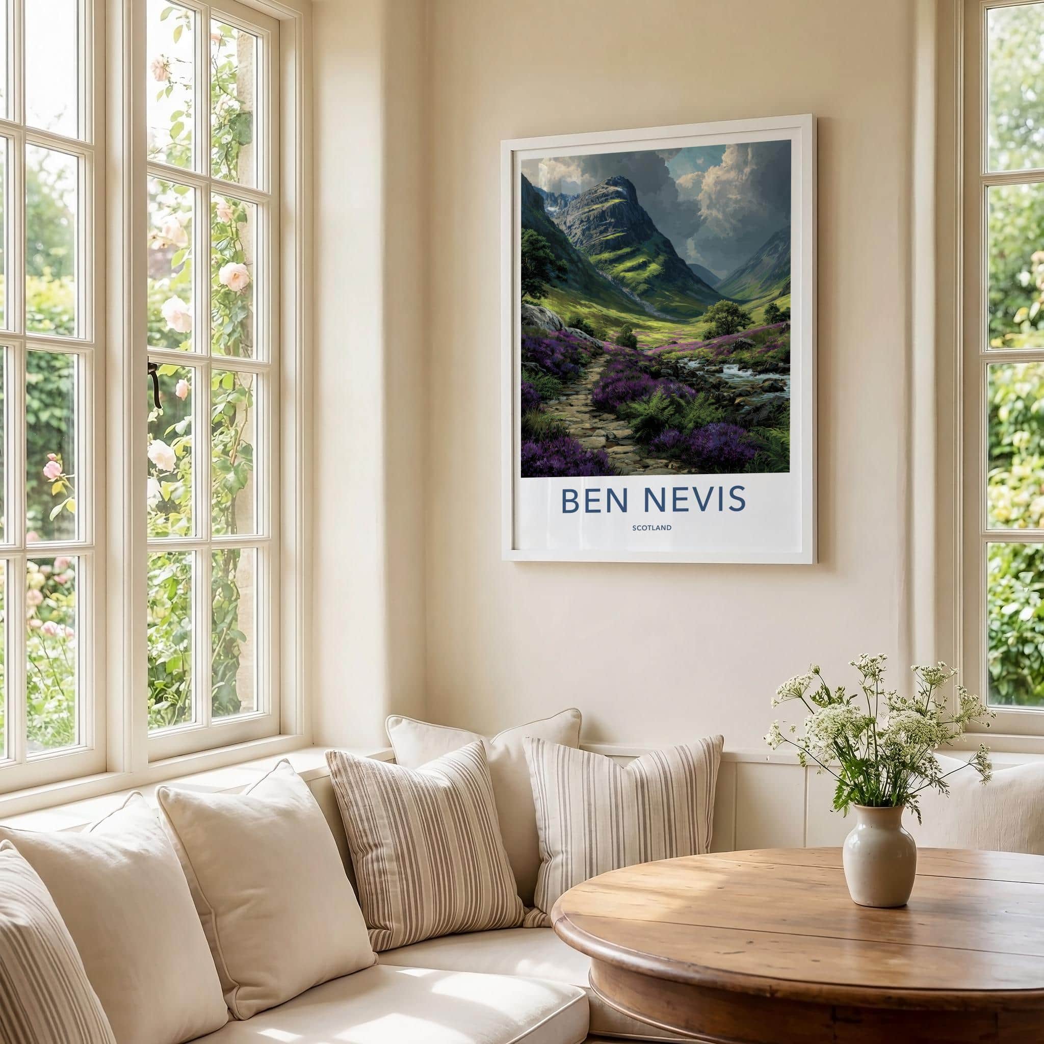 Ben Nevis Poster - Scotland Scenic Art - Heather Valley Mountains Wall Decor