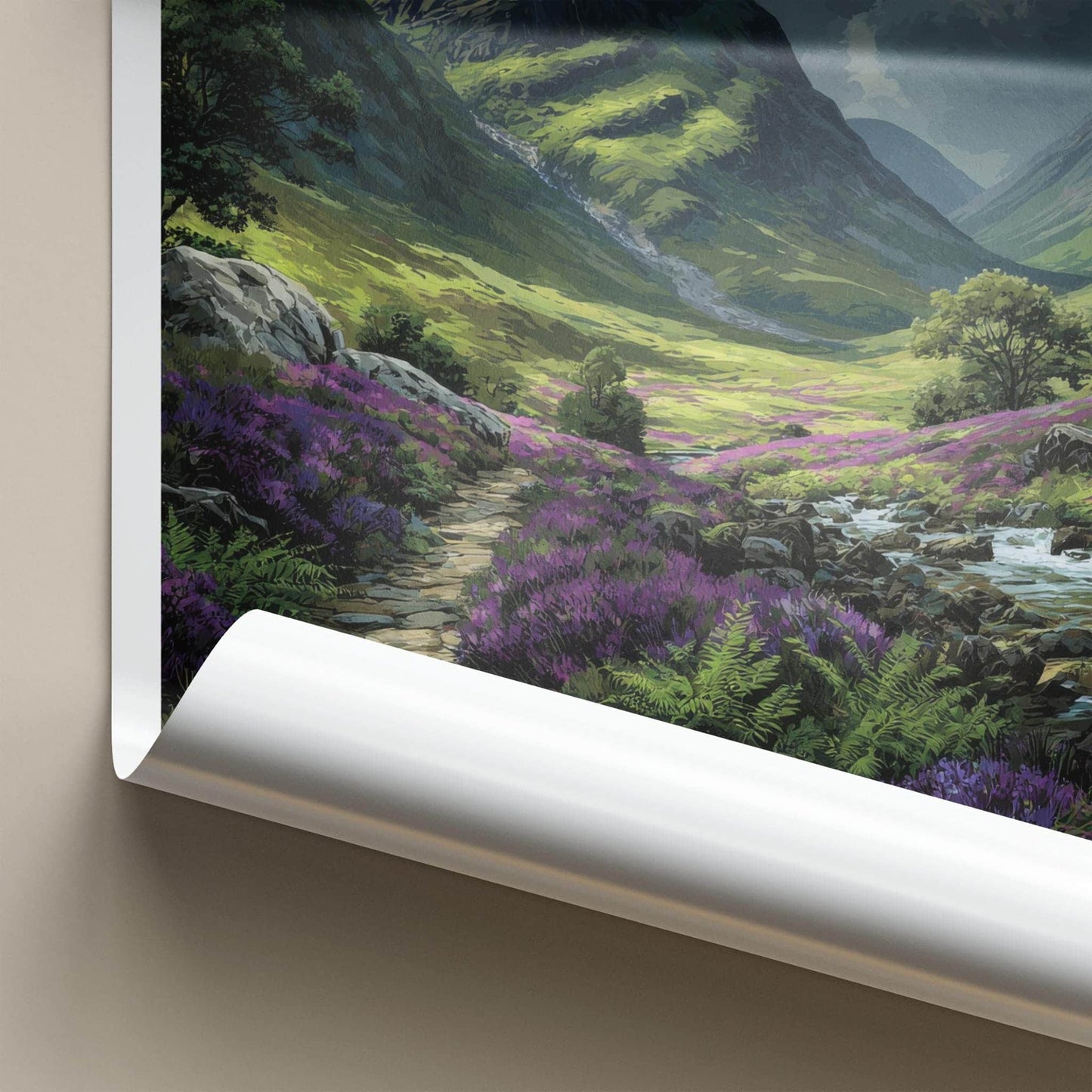 Ben Nevis Poster - Scotland Scenic Art - Heather Valley Mountains Wall Decor
